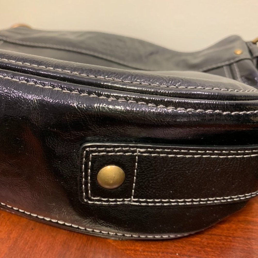 Coach Zoe Patent Leather Hobo Shoulder Bag--Black - Picture 9 of 16